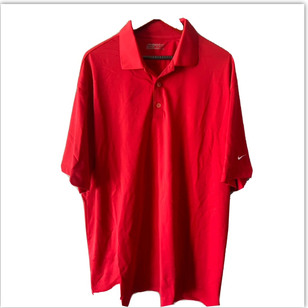 NIKE Golf Size 2XL Red Dri-Fit Mens Performance Polo Shirt